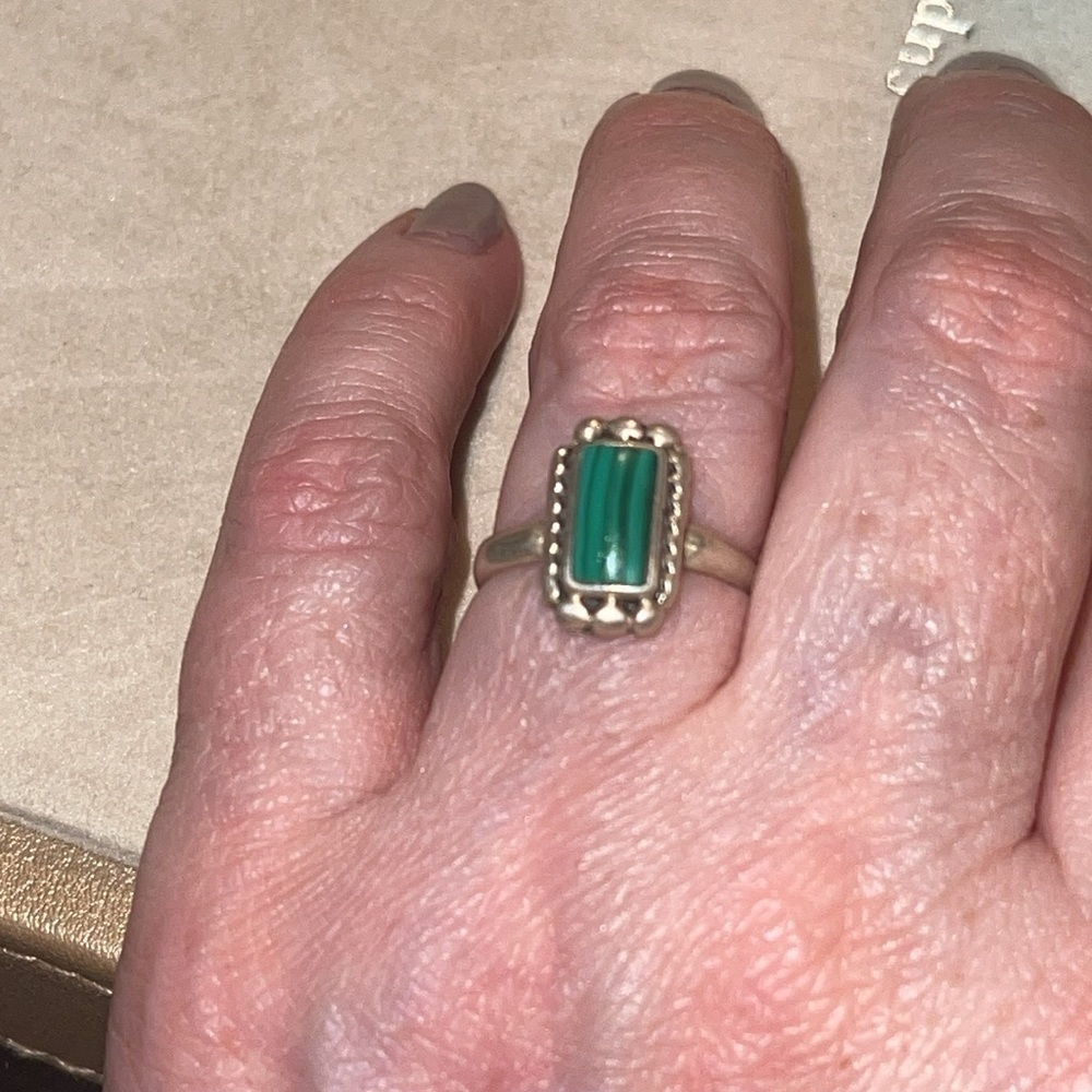 Malachite Ornate Sterling Silver Healing Properties Ring Size 6 - Picture 7 of 14